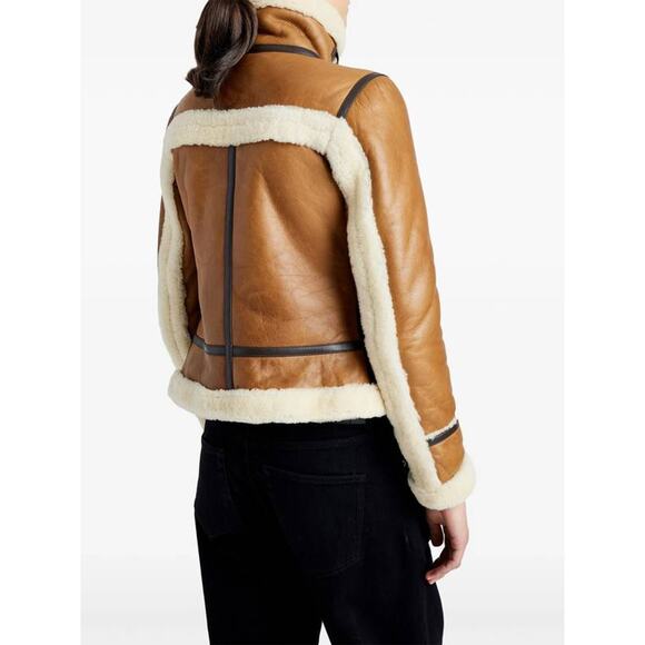Proenza Schouler Arlo Shearling Leather jacket in Umber 8 - Picture 4 of 10